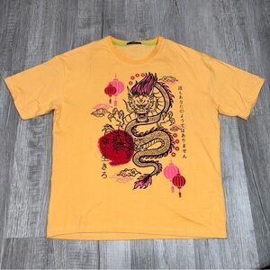 Mens One Life Dragon Graphic T-Shirt Large  Japanese Style Tee